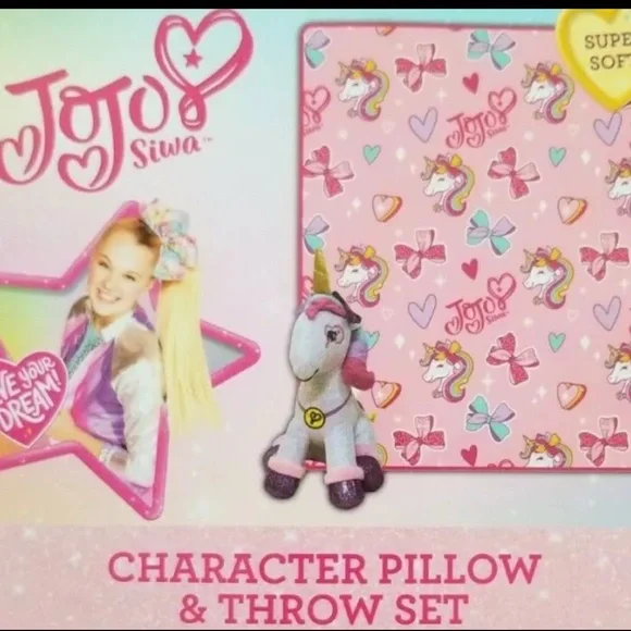LAST CALL Jojo Siwa Unicorn Stuffed Animal And Throw Set - Picture 1 of 9